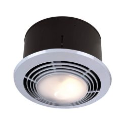 Nutone Exhaust Fan, Heater, Light, and Nightlight Combo, Bathroom Ceiling Heater, 1500-Watts, 70 CFM 9093WH