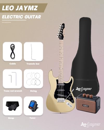 Leo Jaymz 39 Full Size ST Style Electric Guitar Starter Kit with SSH Pickup, 5W Portable Amp, Tuner, Gig Bag, Strap & Accessories (Violet Ocean) - Image 41