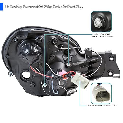 SPEC-D TUNING Dual Halo LED Projector Headlights Glossy Black Housing Smoke Lens Compatible with 2002-2003 Subaru Impreza, Left + Right Pair Headlamps Assembly - Image 4