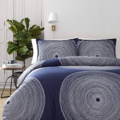 Marimekko 221439 Fokus Duvet Cover Set, Twin, Navy