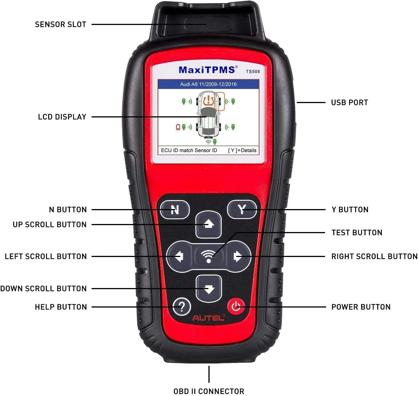 Autel MaxiTPMS TS508 with Free Screen Wiper Relearn Tool TPMS Programming TPMS Reset Sensor Activation Key Fob Testing Relearn by OBD Tire Type/Pressure Selection Advanced TS408 - Image 4