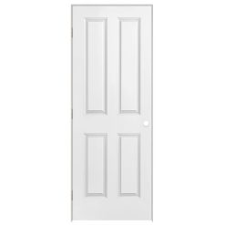 Masonite 28 in. x 80 in. 4-Panel Right-Handed Hollow-Core Smooth Primed Composite Single Prehung Interior DOOR, Primed White