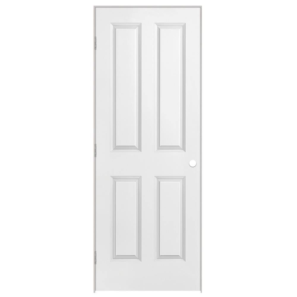Masonite 28 in. x 80 in. 4-Panel Right-Handed Hollow-Core Smooth Primed Composite Single Prehung Interior DOOR, Primed White