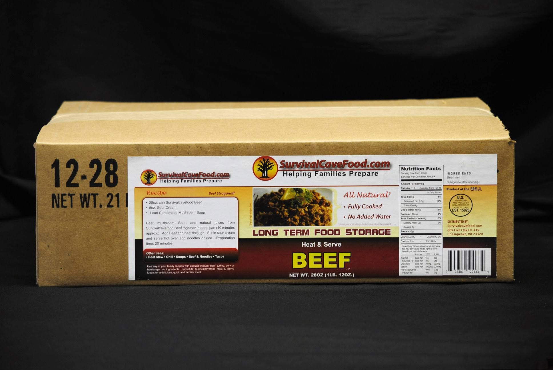 Survival Cave Food Canned Beef Case of 12 28oz Cans - Image 3