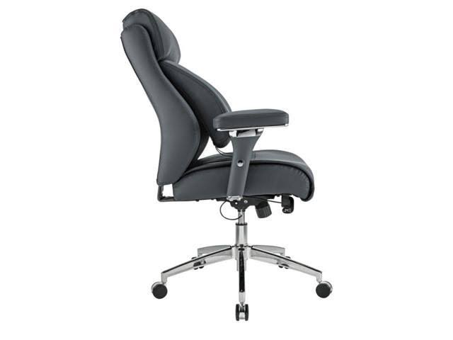 Realspace Modern Comfort Series Keera Bonded Leather Mid-Back Chair, Gray/Chrome, Silver