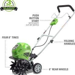Alternative view of Greenworks 40V 10 Cordless Tiller / Cultivator, 4.0Ah Battery and Charger Included