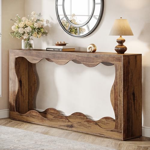 Tribesigns 63 Inches Farmhouse Console Table with Storage, Couch Table Behind Sofa, Long Entryway Sofa Station, Narrow Console Stand, Hallway Stand for Entryway Living Room, Brown - Image 8