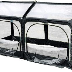 Quictent Mini Portable Greenhouse 98 x 49 x 53 Inches Pop up Grow House for Outdoor & Indoor Eco-Friendly Fiberglass Poles Overlong Cover 6 Stakes 4 Zipper Doors (Black)