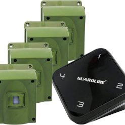 Guardline Wireless Driveway Alarm – 4 Motion Detector Alarm Sensors & 1 Receiver, 1/4 Mile Range, Weatherproof Outdoor Security Alert System for Home & Property