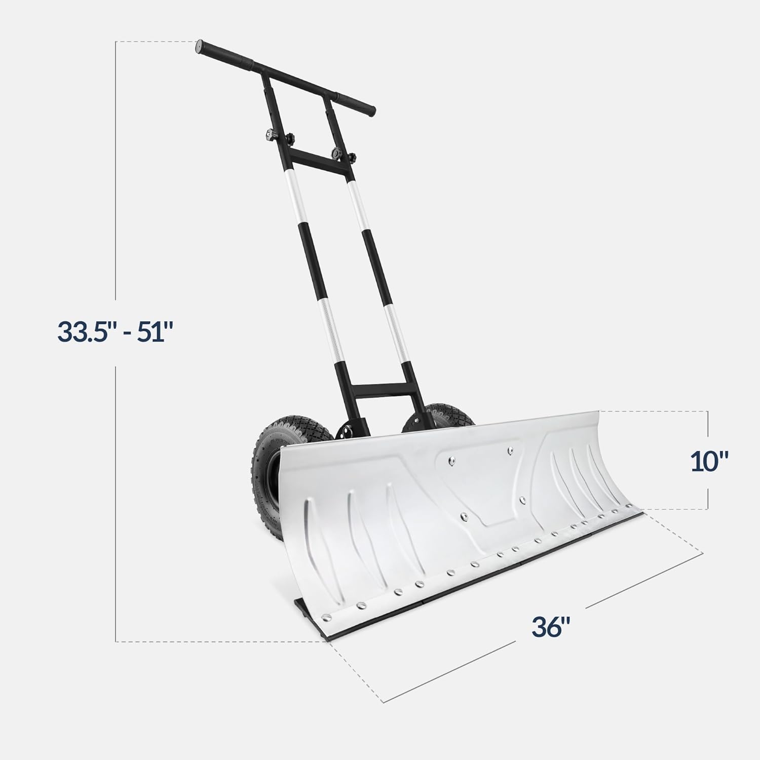 Best Choice Products 36in Galvanized Blade Heavy-Duty 2-Wheel Snow Pusher Hand Plow for Snow Removal w/Wheels, Adjustable Handle, Blade Angle – Black - Image 21