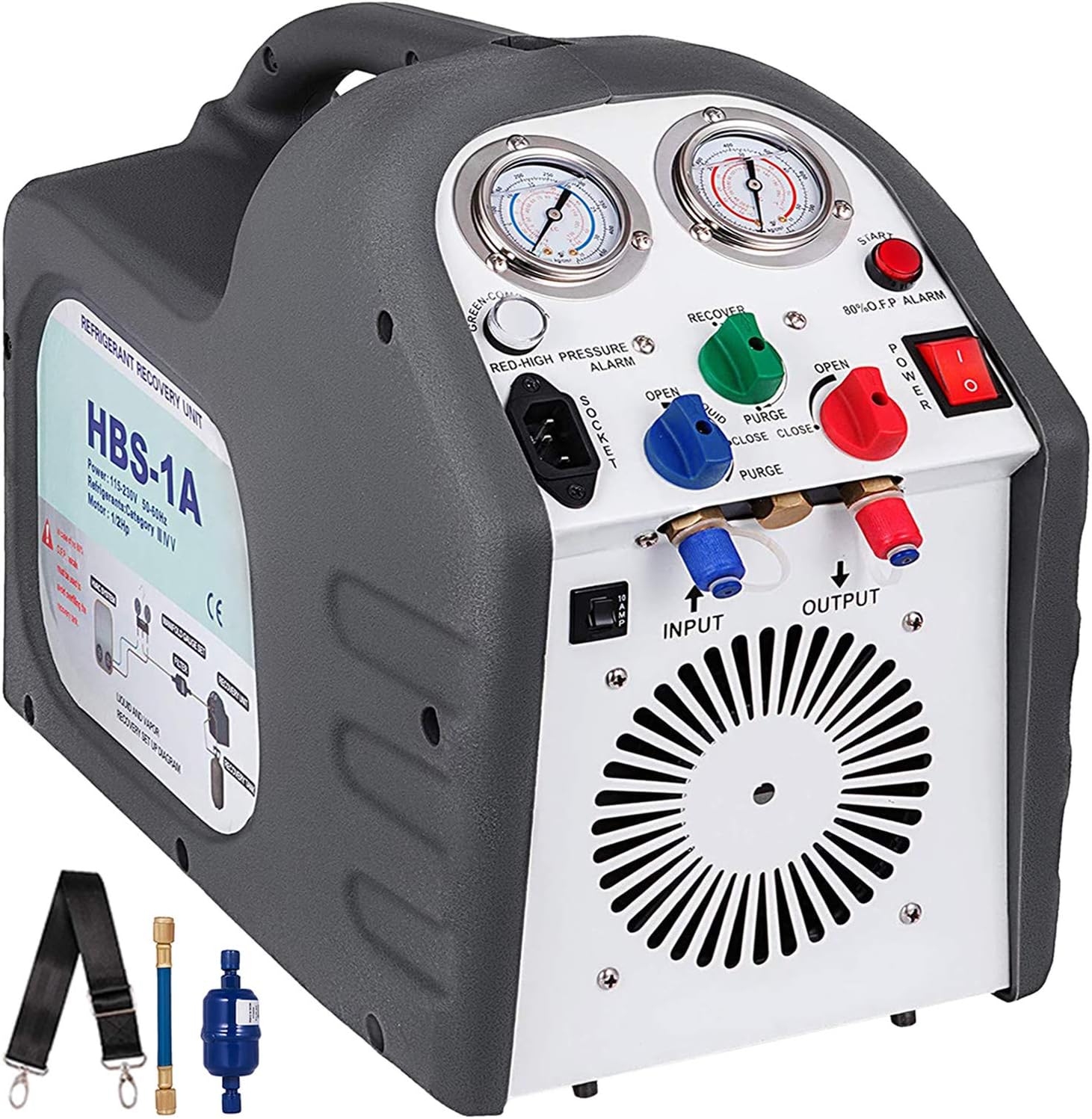 VEVOR 1/2HP Refrigerant Recovery Machine Portable 115V AC Refrigerant Recycling Machine Automotive HVAC 558psi Refrigerant Recovery Unit Air Conditioning Repair Tool (115V) - Image 2