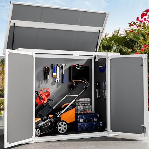 DWVO 5x3ft Resin Outdoor Storage Shed with Floor, Waterproof Lockable Storage Shed with Window, Plastic Outside Tool Storage for Garden, Backyard, Patio, Lawn, Gray - Image 18
