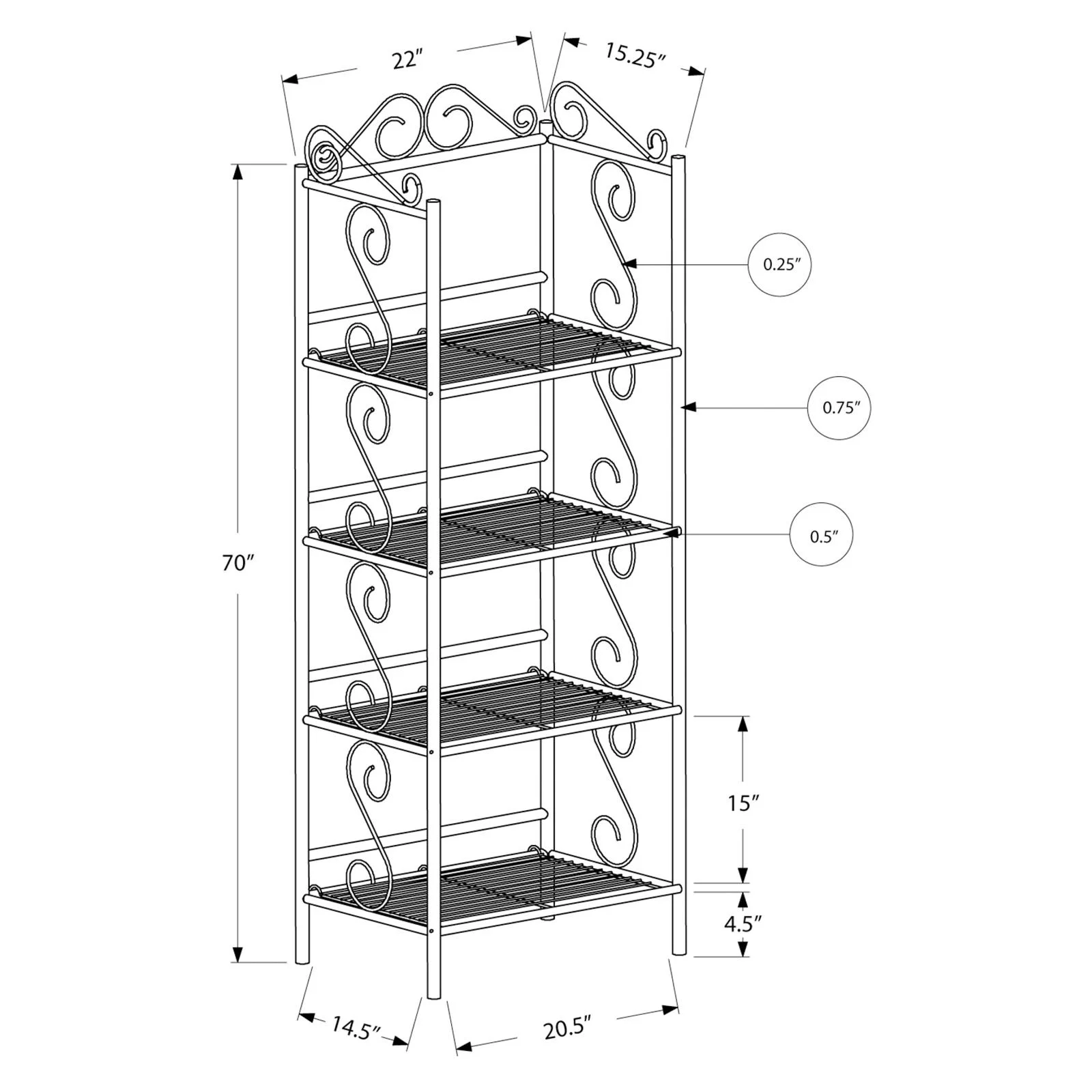 Monarch Bookcase 70H / Copper Metal Etagere - Image 2