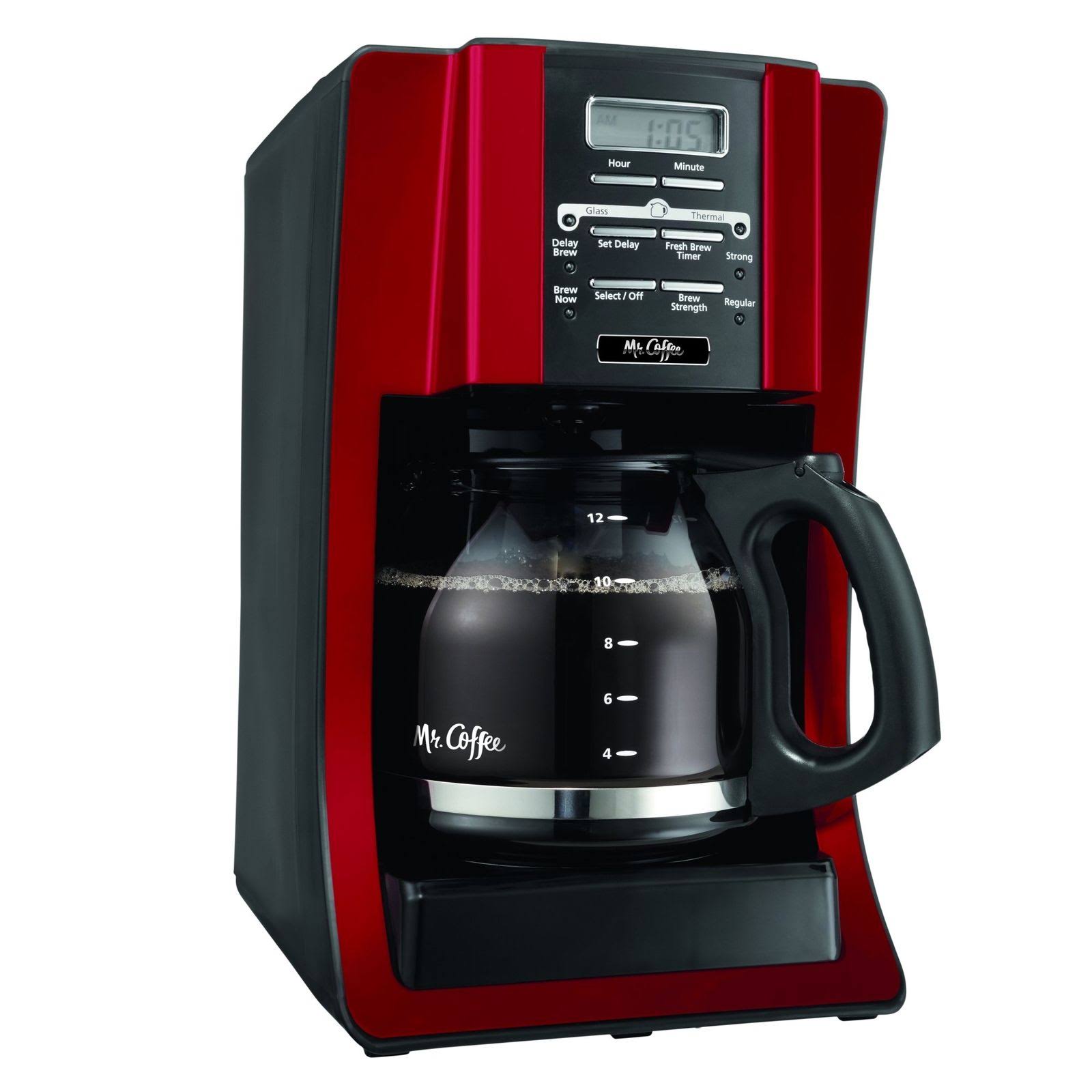 Mr. Coffee Advanced Brew Programmable Coffee Maker, Red, 12 Cup