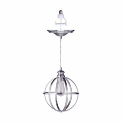 Worth Home Products Instant Pendant Recessed Light Conversion Kit Brushed Nickel Globe Cage Shade with Vintage Bulb | PKN-4030-0030-B