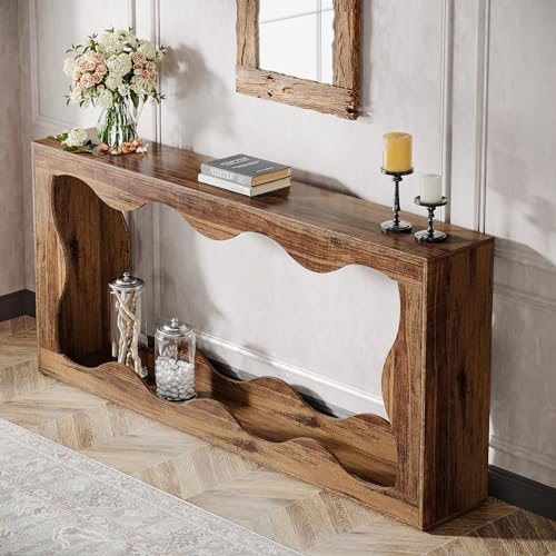 Tribesigns 63 Inches Farmhouse Console Table with Storage, Couch Table Behind Sofa, Long Entryway Sofa Station, Narrow Console Stand, Hallway Stand for Entryway Living Room, Brown - Image 6