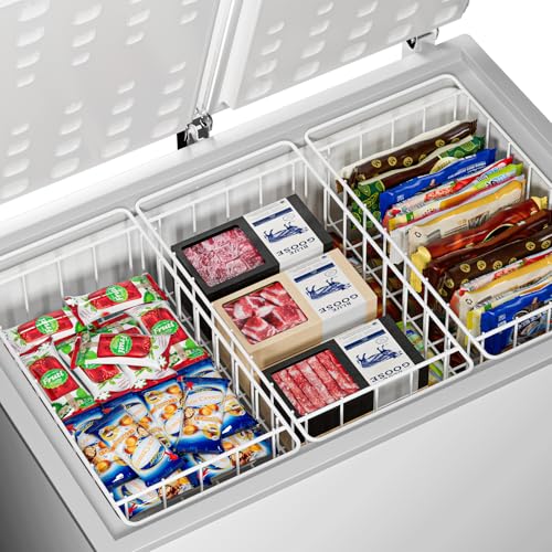 Freezer Wire Baskets, Kitchen Storage Organizer Bins for Chest and Upright Freezer, Refrigerator Dividers Containers with Handles – Pearl White (3) - Image 7