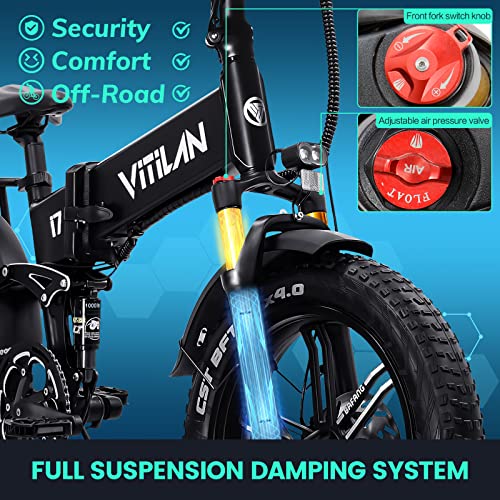 VITILAN i7 Pro Electric Bike Adults Folding 750W BAFANG Motor Fat Tire Ebike Removable 16AH/20AH Cell Battery Full Suspension Electric Bicycle 8-Speed - Image 6