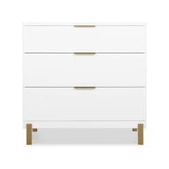 Delta Children Hendrix 3 Drawer Dresser in Bianca White/Bronze