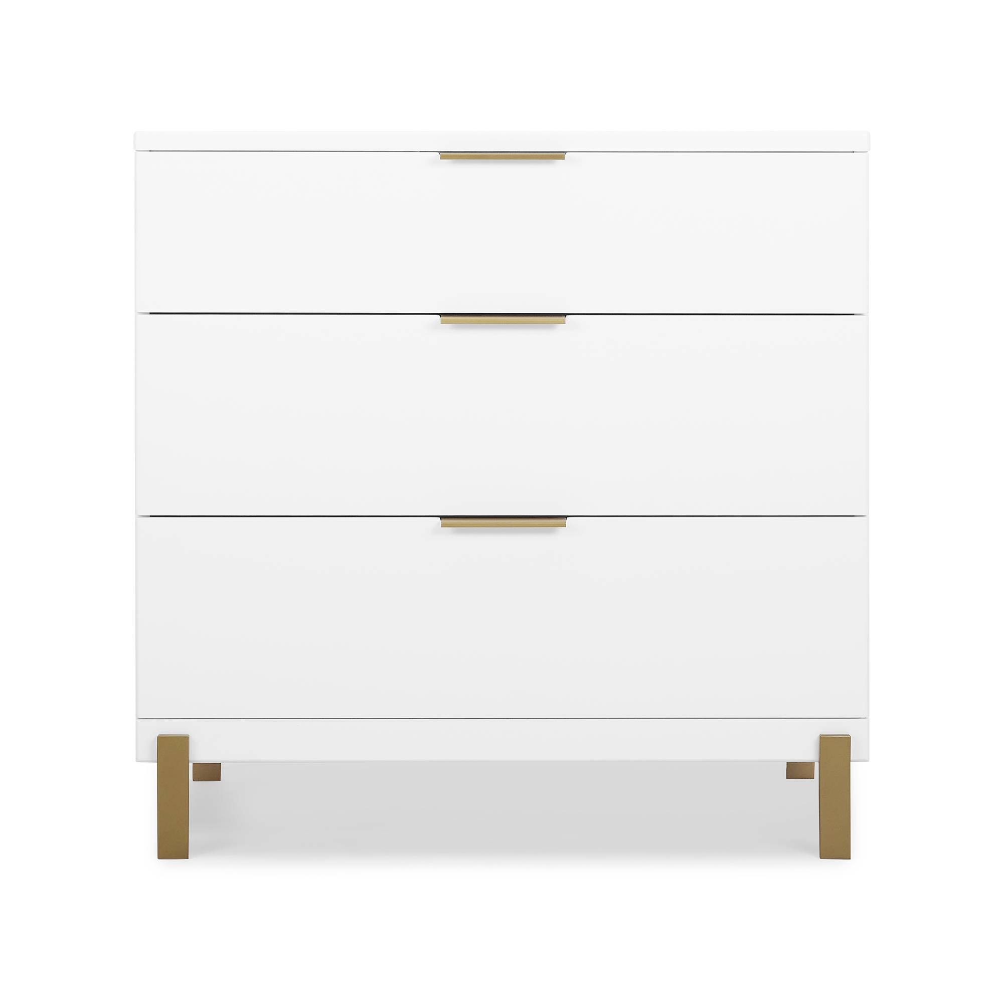 Delta Children Hendrix 3 Drawer Dresser in Bianca White/Bronze