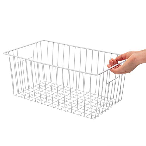 Freezer Wire Baskets, Kitchen Storage Organizer Bins for Chest and Upright Freezer, Refrigerator Dividers Containers with Handles – Pearl White (3) - Image 22