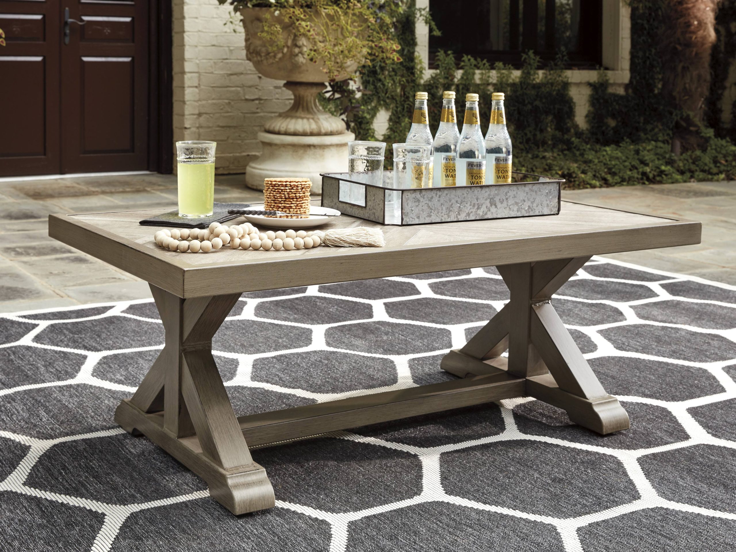 Beachcroft Rectangular Cocktail Table – Beige – Outdoor by Ashley - Image 7