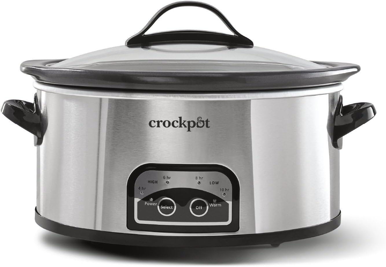 Crock-Pot Large 8-Quart Programmable Slow Cooker with Auto Warm Setting Black Stainless Steel - Image 4
