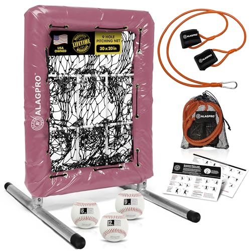 ALAGPRO? The Original 9 Hole Pitching Net with Strike Zone Pocket | Pitching Target for Baseball & Softball Pitchers