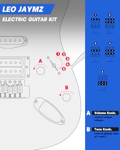 Leo Jaymz 39 Full Size ST Style Electric Guitar Starter Kit with SSH Pickup, 5W Portable Amp, Tuner, Gig Bag, Strap & Accessories (Violet Ocean) - Image 36