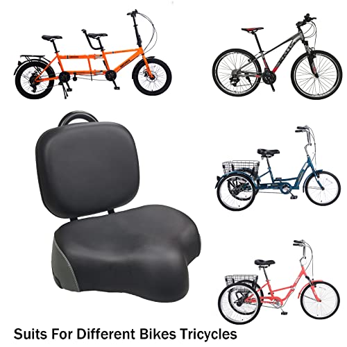 WEEROCK Bike Saddle Bicycle Seats Oversized Comfortable with Backrest Replacement Soft Back Rest PU Cushion for Bicycle Mountain Bike MTB Tricycle Commuter Bike - Image 3