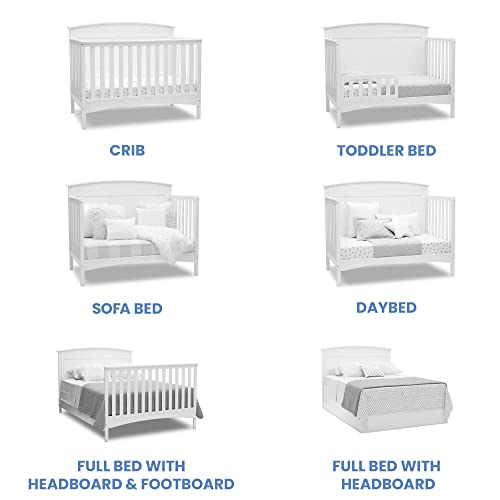 Delta Children Archer Solid Panel 4-in-1 Convertible Baby Crib – Greenguard Gold Certified, Bianca White - Image 4
