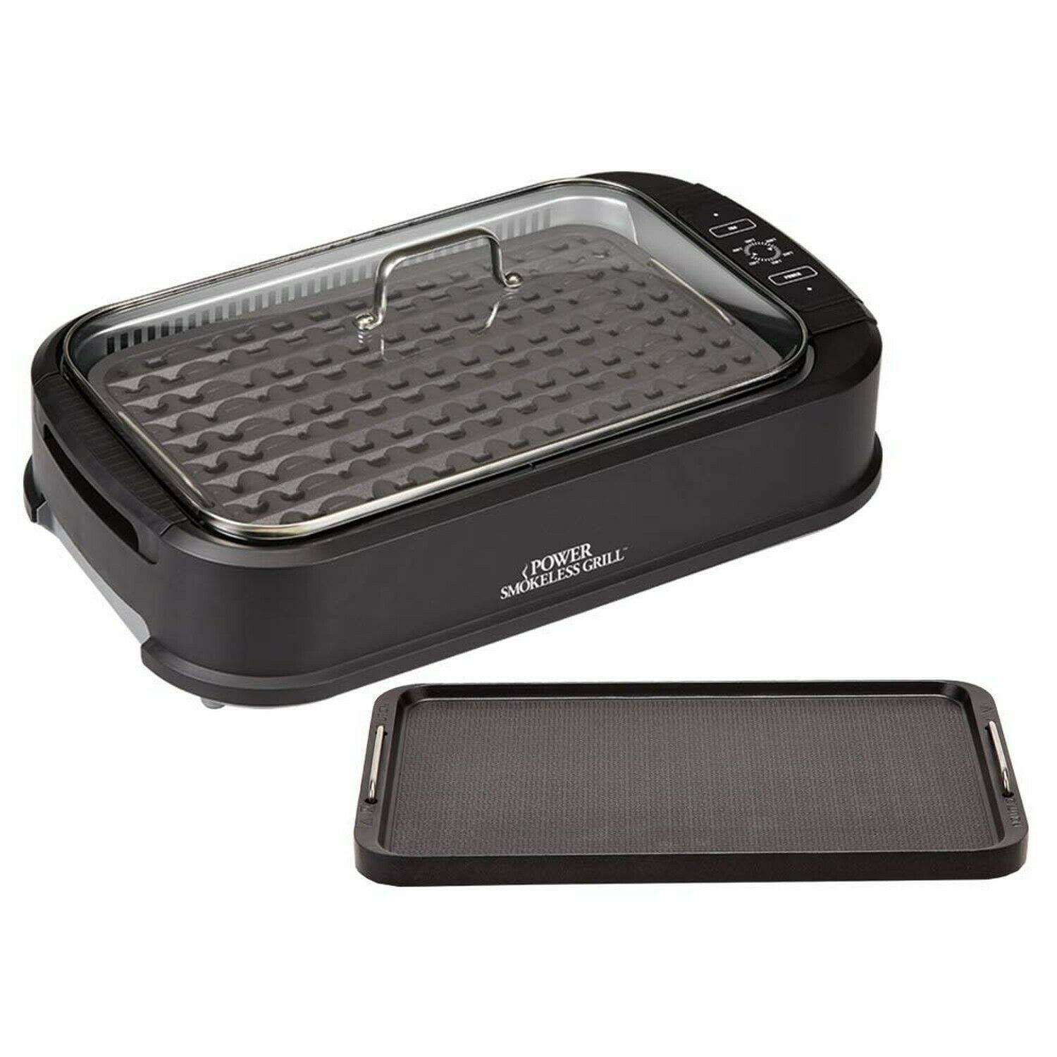 Power Smokeless Grill with Tempered Glass Lid with Interchangeable Griddle