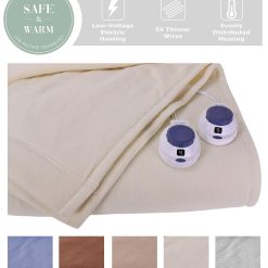 SoftHeat by Perfect Fit | Luxury Micro-Fleece Low-Voltage Electric Heated Blanket (King, Natural)