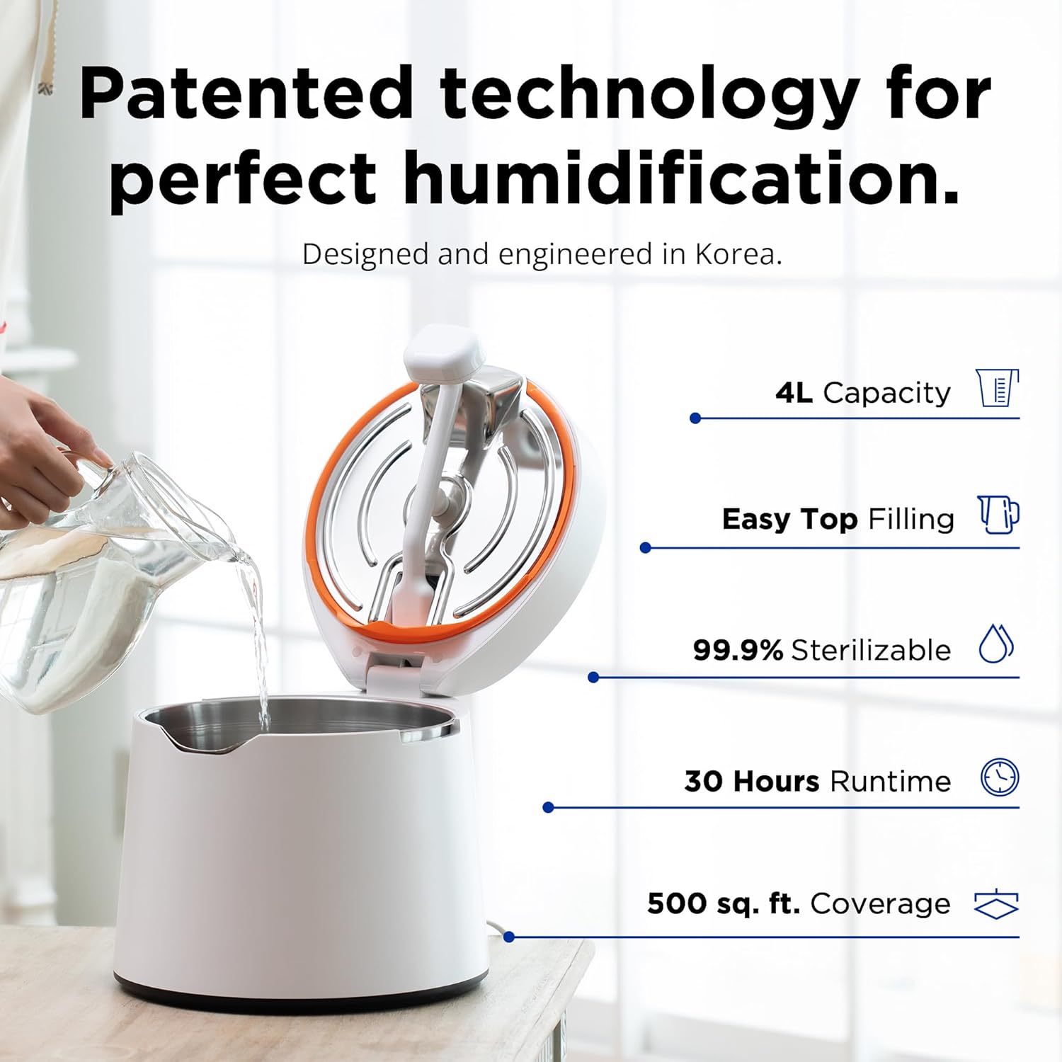 Carepod 31S Stainless Steel Humidifier, 1Gal/4L, Quiet, Filter-Free - Image 2