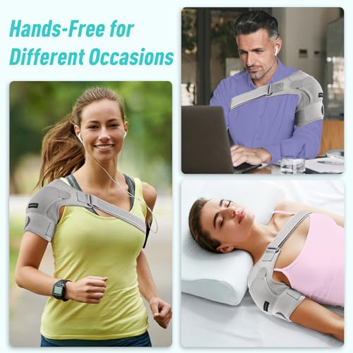 Shoulder Brace- Torn Rotator Cuff Recovery Supports for Men&Women,Adjustable Fit Sleeve Wrap,for AC Joint Pain Relief,Shoulder Injuries&Tears,Bursitis,Swelling,Tendonitis (Gray, Small)?? - Image 5