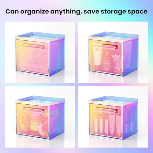 Rainbow Disposable Facial Towel Storage Box Acrylic Towel Container Compatible with Clean Skin Club Clean Towel XL Wall-Mounted Face Towel Organizer with Drawer(Excluding Facial Towels) - Image 6