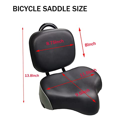 WEEROCK Bike Saddle Bicycle Seats Oversized Comfortable with Backrest Replacement Soft Back Rest PU Cushion for Bicycle Mountain Bike MTB Tricycle Commuter Bike - Image 2