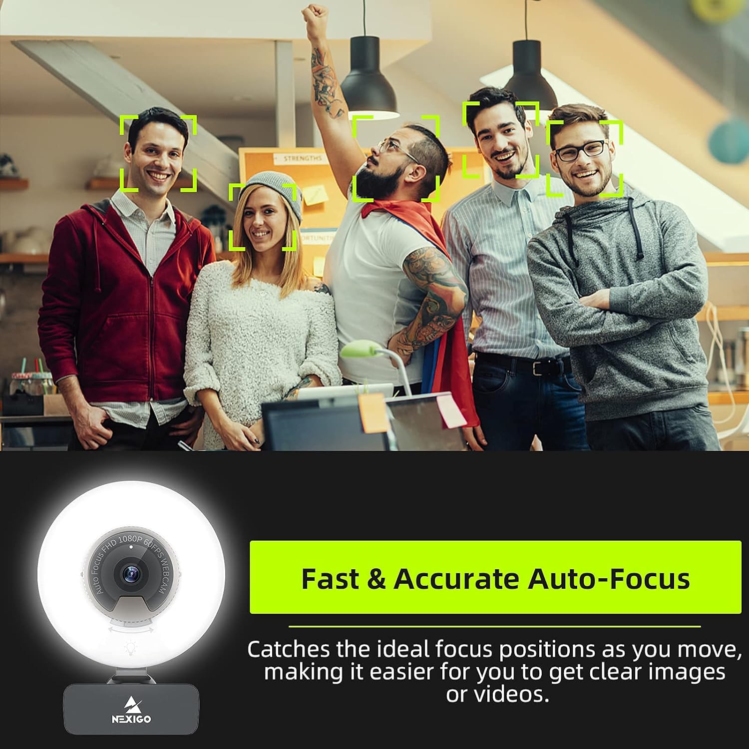 NexiGo N960E 1080P 60FPS Webcam with Light, Software Included, Fast AutoFocus, Built-in Privacy Cover, USB Web Camera, Dual Stereo Microphone, for Zoom Meeting Skype Teams Twitch - Image 5