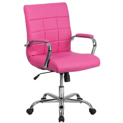 Alternative view of Emma + Oliver Mid-Back Pink Vinyl Executive Swivel Office Chair with Chrome Base and Arms