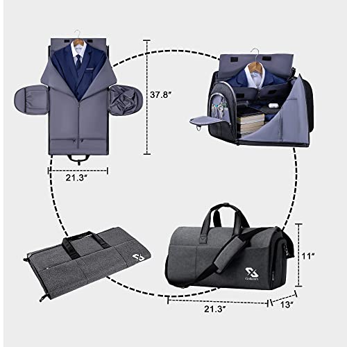 Convertible Garment Bag for travel,Carry on Garment Duffle Bag with Shoe Compartment, Detachable Shoulder Strap – 2 in 1 Suit Bags Suit Travel Bags for Men Women - Image 2