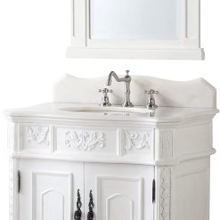 30.75 Ellenton Antique Style White Bathroom Sink Vanity & Mirror Set HF-080W-AW-BS-MIR