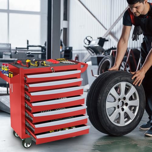 Rolling Tool Chest, Metal Tool Box with 5 Drawers, Lockable Garage Storage Cabinets Sliding Tool Drawer Cart on Wheels Toolbox Organization Workbench for Workshop Warehouse Repair Shop - Image 30
