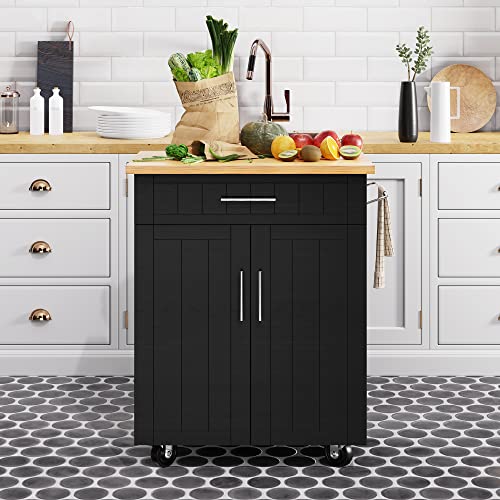 Shintenchi Kitchen Island Cart with Storage,Rolling Side Table on Wheels with Large Worktop, Cabinet,Towel Rack and Drawers for Kitchen,Dinning Room, White - Image 63