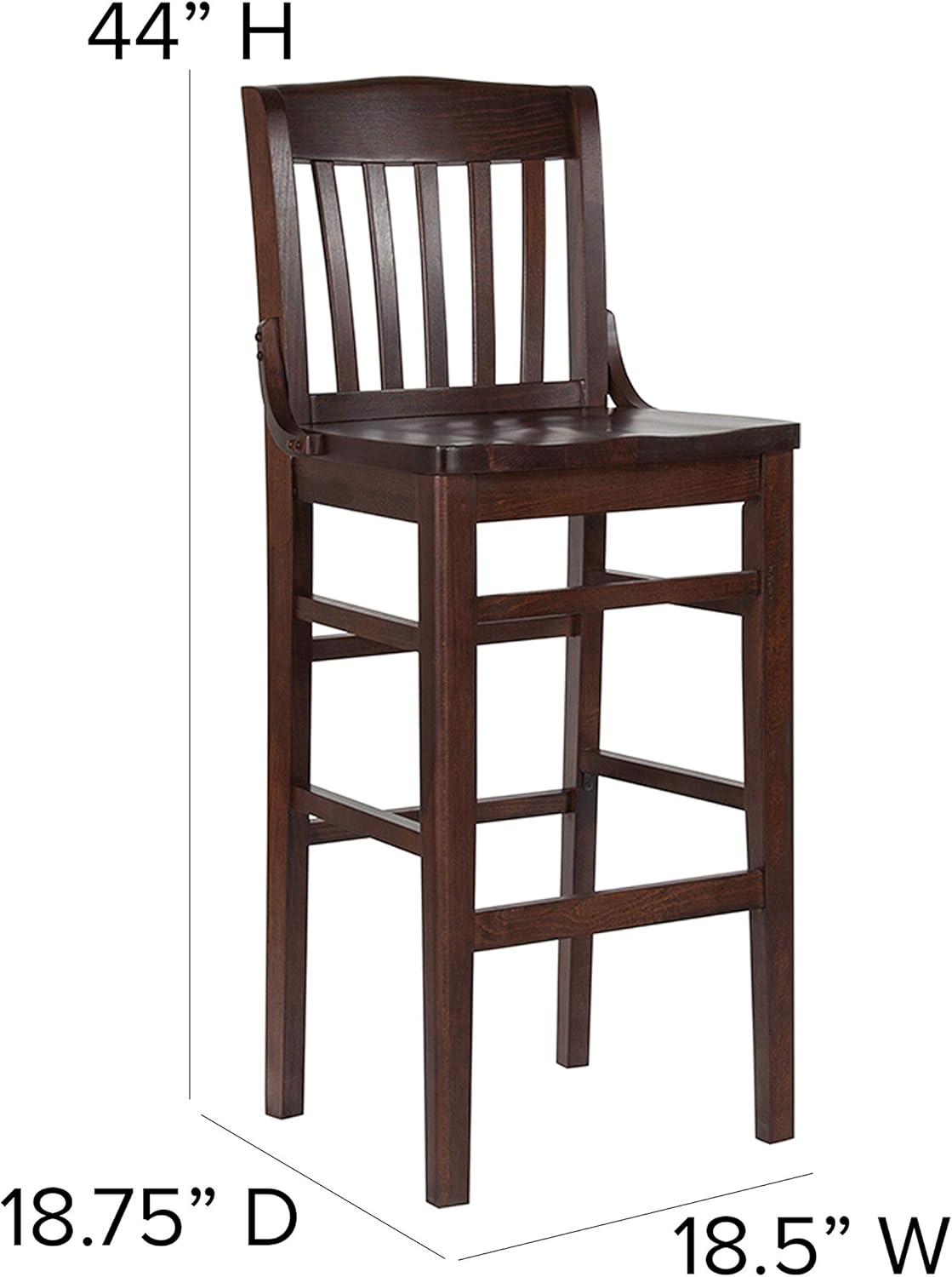 Flash Furniture HERCULES Series School House Back Walnut Wood Restaurant Barstool - Image 7