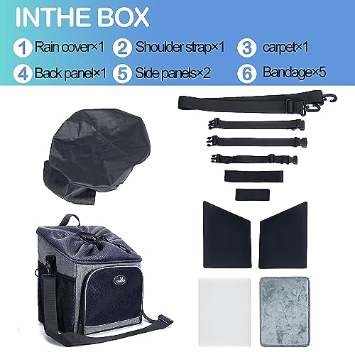Dog Bike Basket Carrier, Pet Bicycle Front Carrier Backpack for Bike Riding Foldable Removable, Reflective Strips, 2 Side Storage Pockets, Pet Travel Bag for Cats Small Dogs - Image 6