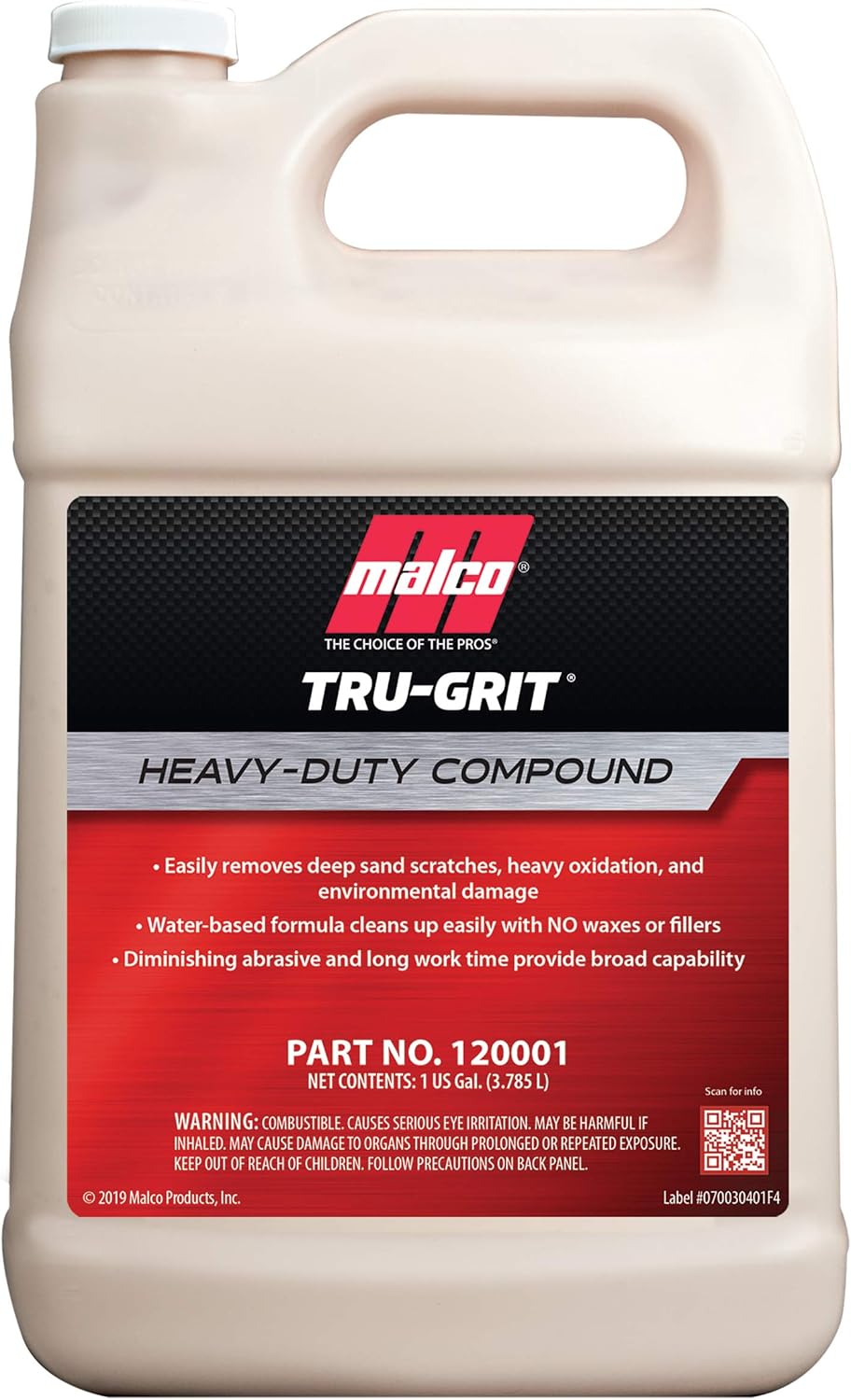 Malco Tru Grit – Heavy Duty Buffing and Polishing Compound for Cars/Automotive Paint Correction and Detailing/Removes 1000-1500 Grit Sand Scratches / 1 Gallon (120001)