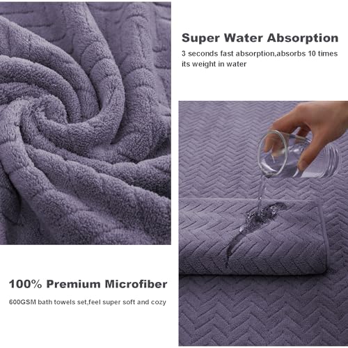 4 Pack Large Bath Towels Set 35×70 Black Oversized Bath Sheet Chair Towels, 600 GSM Ultra Soft & Absorbent Towels for Bathroom, Quick Dry Towel for Gym Hotel Camp Pool - Image 2
