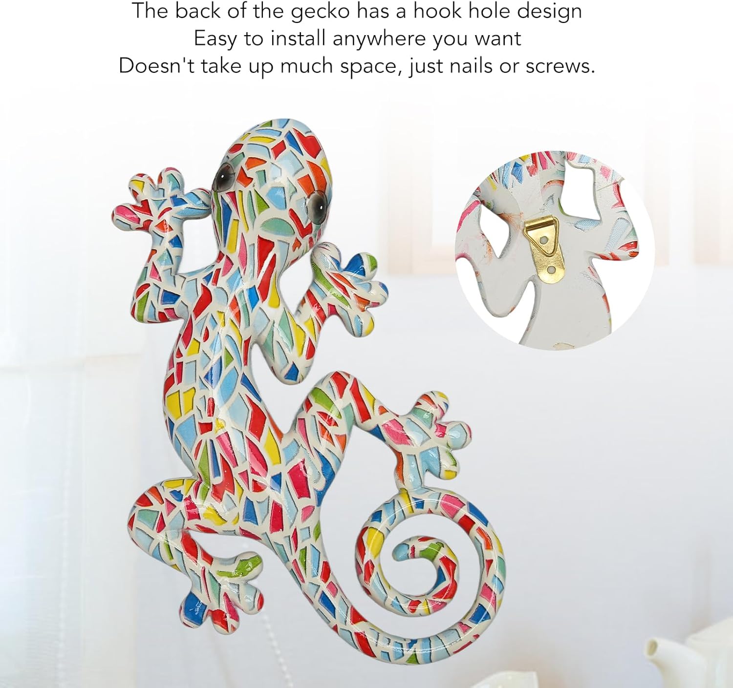 Lizard Wall Art Statue,Resin Gecko Wall Art Figurine Mexican Outdoor Reptile Wall Decor Lizard Wall Sculptures Statues for Farmhouse Porch Patio Lawn Fence (LM9001A-1) - Image 5