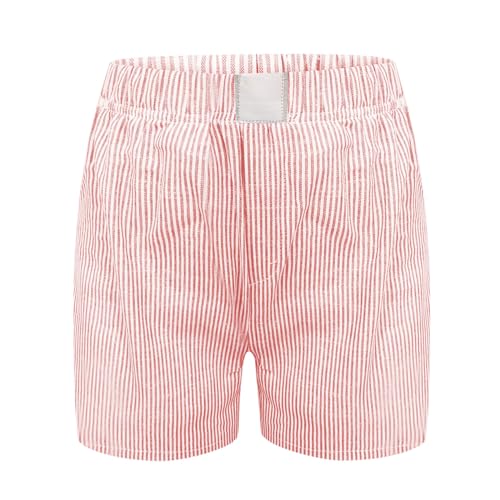 Elastic Waisted Pants for Women Plaid Color Block Pants Summer Beach Shorts Loose Fit Short Pants Comfy Casual Pants - Image 4