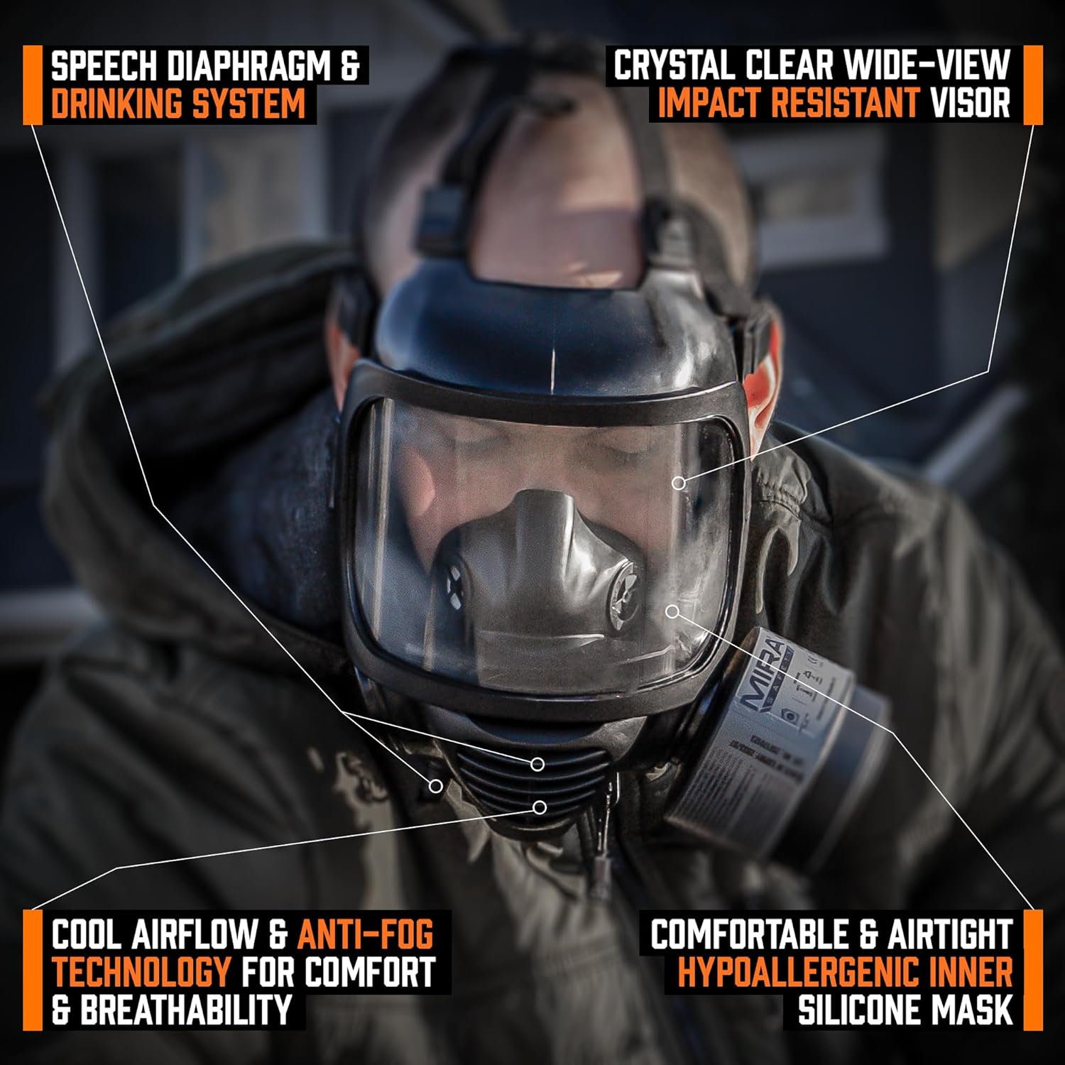 MIRA SAFETY CM-6M CBRN Full Face Gas Mask with Drinking System - Image 4
